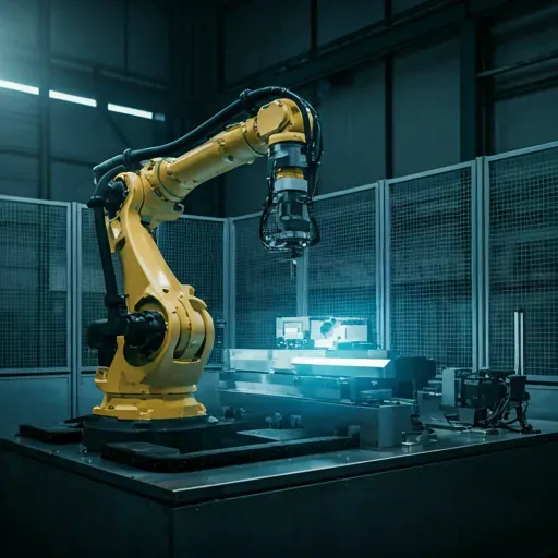 Industrial robotic arm on a production line